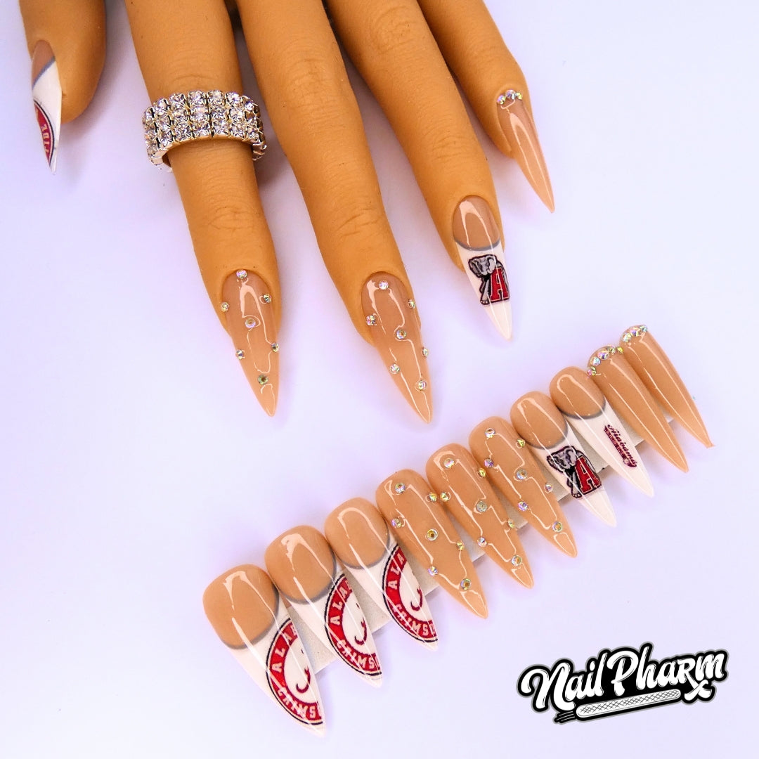 University of Alabama®  Long Stiletto French Tip Press-on Nails