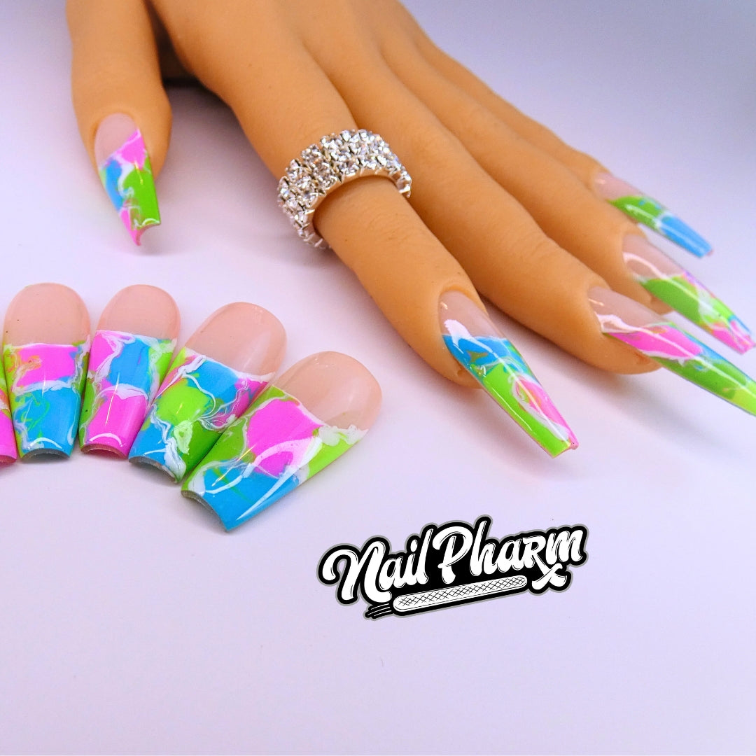Buy Swirly French Tip Hand-painted Press on Nails Online in India 