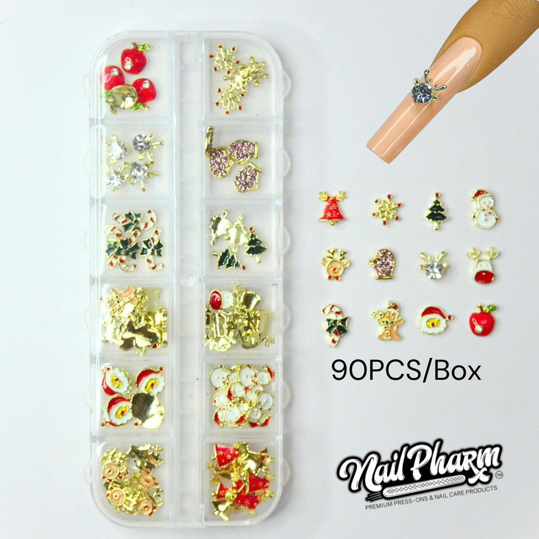 90PCS Assorted Christmas Nail Jewelry Box, Ornament Charms, Christmas –  NailPharm®